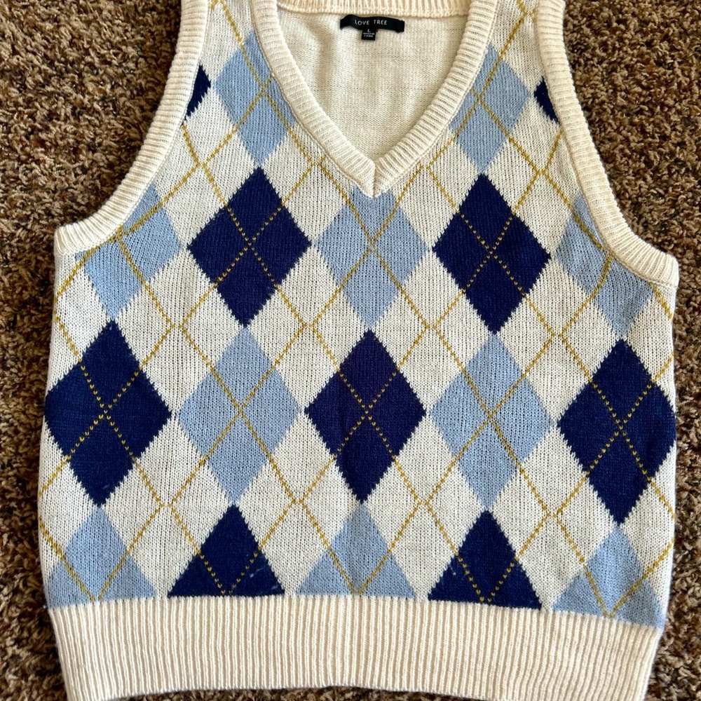 Love Tree Cream Knit Sweater Vest